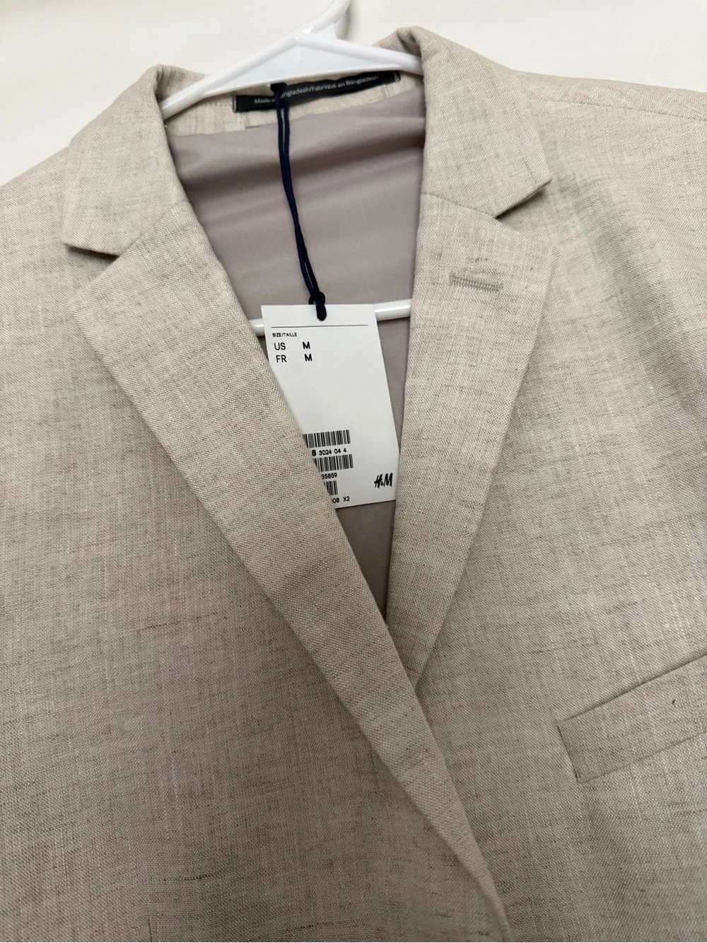 H&M Beige Linen Blend Tailored Blazer